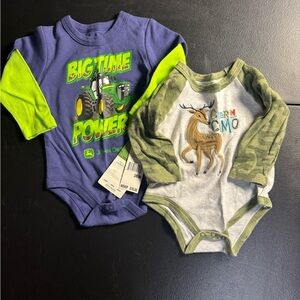 NWT John Deere 'Big Time Power' Baby One-Piece and Gently Used John Deere camo